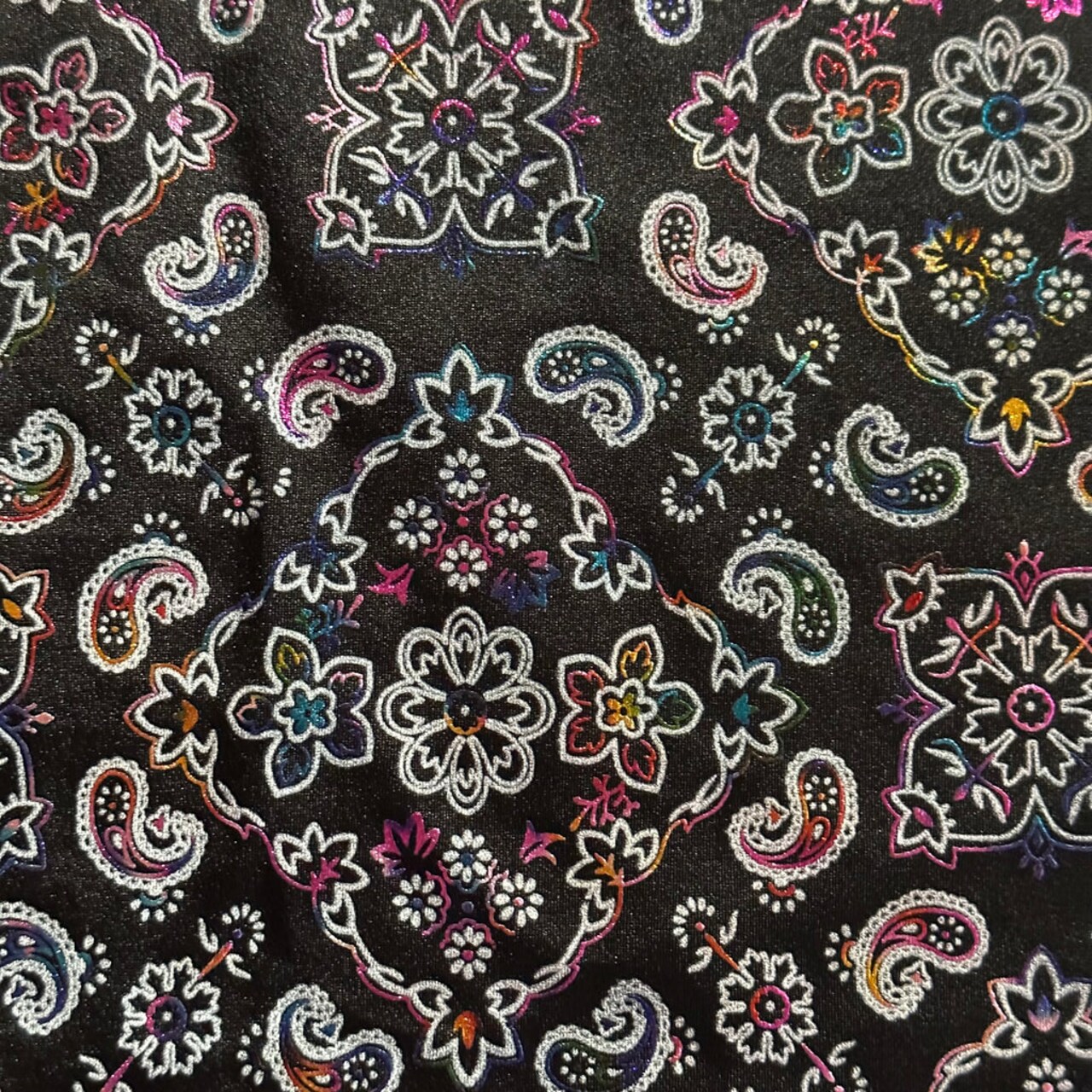 1 Yard Stretch Nylon Spandex Fabric with Bandana Design Foil for Dancewear Swimwear 60" Width